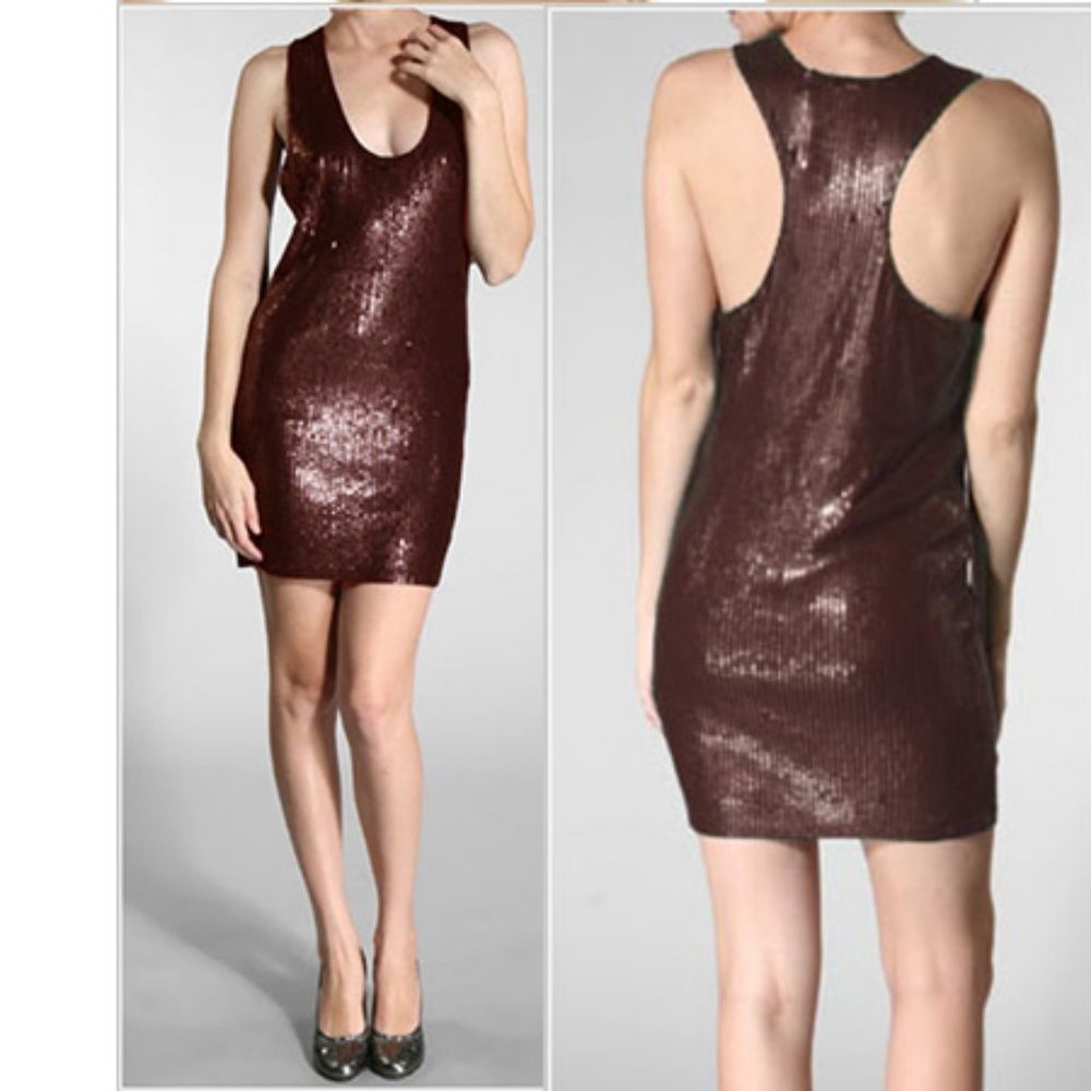 Yaya Aflalo Masquerade Sequin Dress Teak